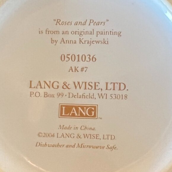 Vintage LANG & WISE “Roses and Pears” Ceramic Mug ~ Artwork by Anna Krajewski - Picture 13 of 13